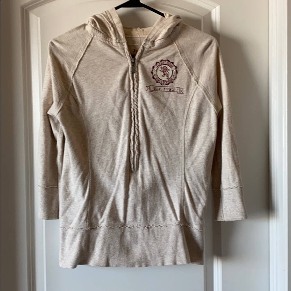 Heathers oatmeal 3/4 sleeve, 1/4 zip hoody